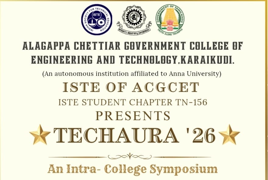 Techaura '26 intra-college symposium poster